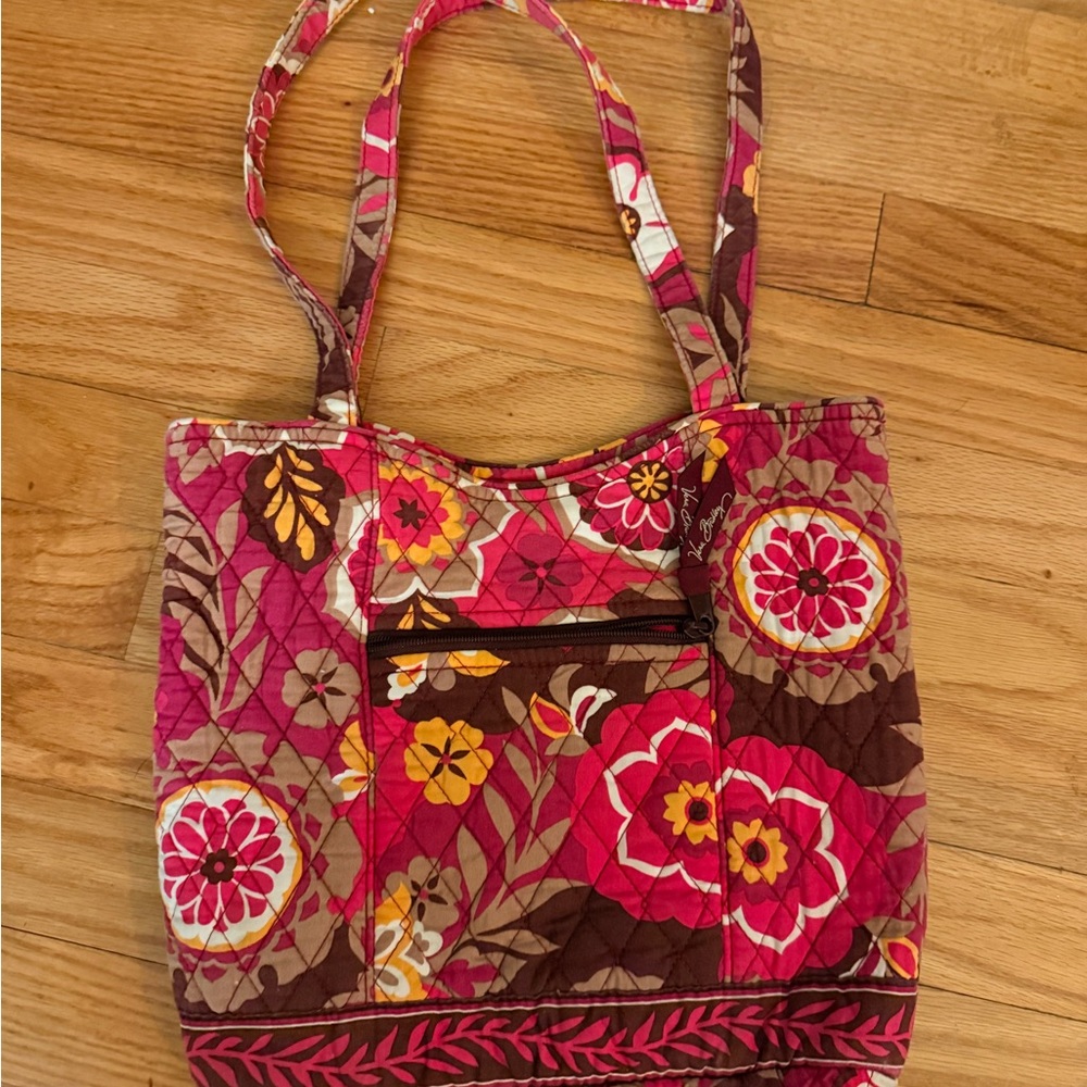 Vera Bradley Pink and Brown Floral Tote